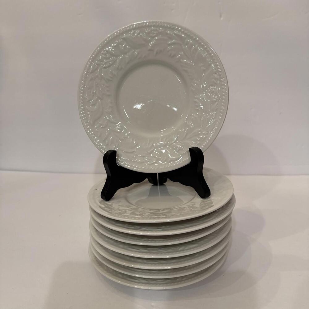 8 Sango GARLAND 8837 Dessert Plate 6 1/4”Embossed Scrolls & Floral